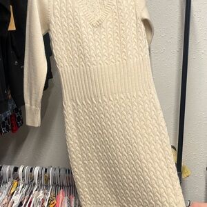 VENUS Cream Cable Knit Sweater Dress